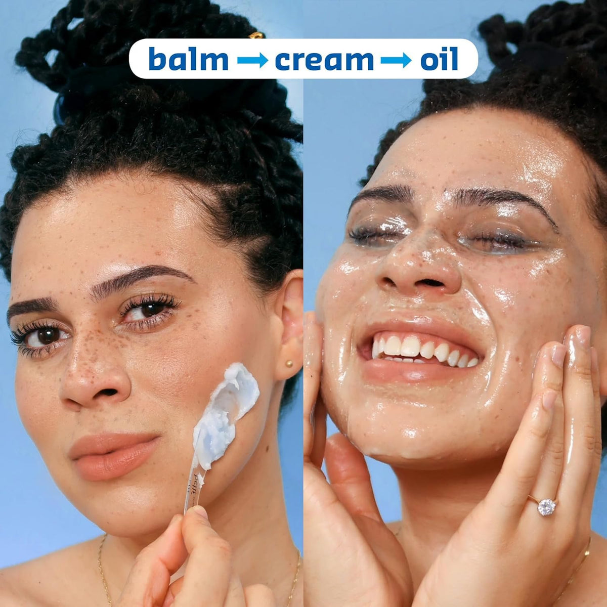 belif close-up texture of sherbet balm melting to oil for smooth removal