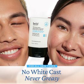 belif ingredient label highlighting niacinamide and extracts