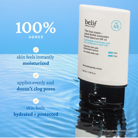 belif sunscreen layered under makeup for invisible finish