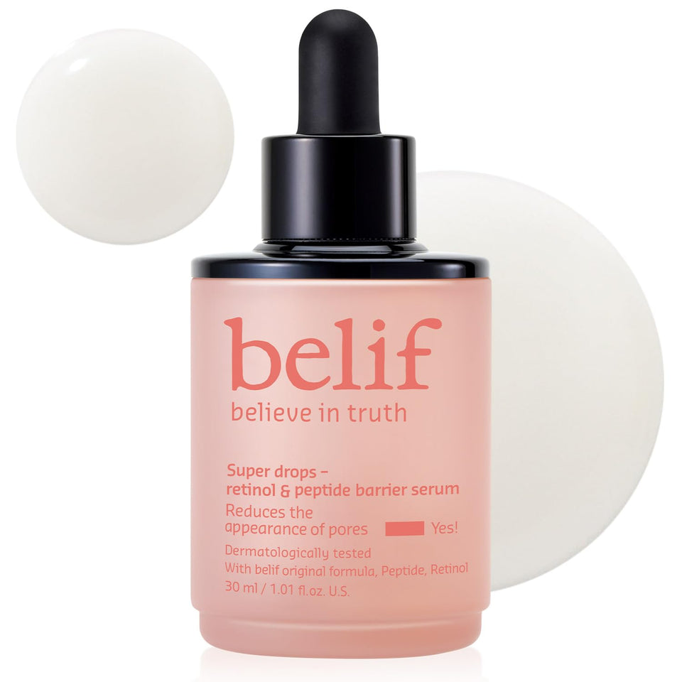 belif front packaging shows bottle and box, conveys professional skincare benefits
