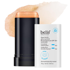 belif front packaging showing sunstick and benefits