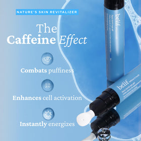 belif ingredient visuals with caffeine and vitamin C for brightening benefit