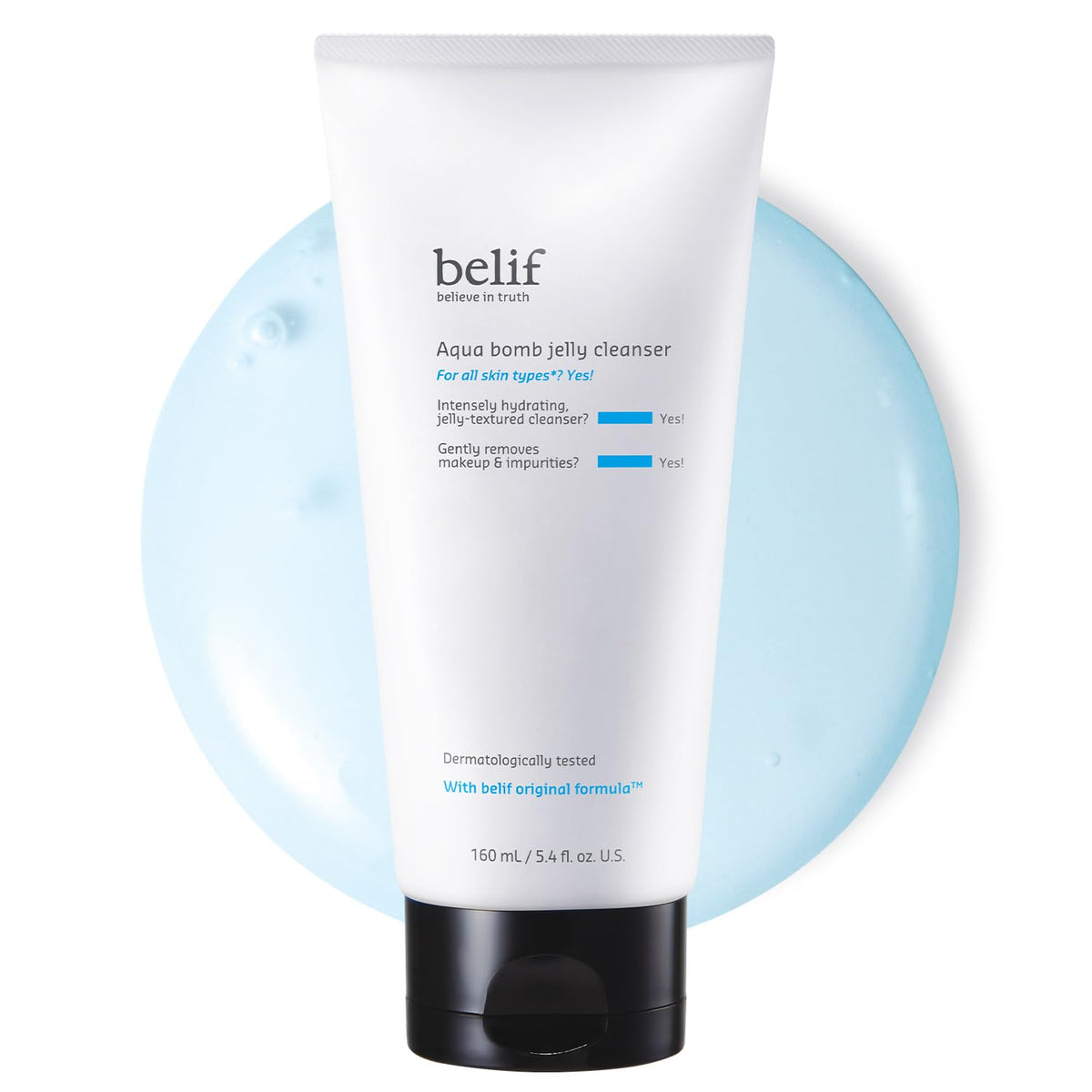 belif front packaging showing bottle and label, clean presentation and benefits