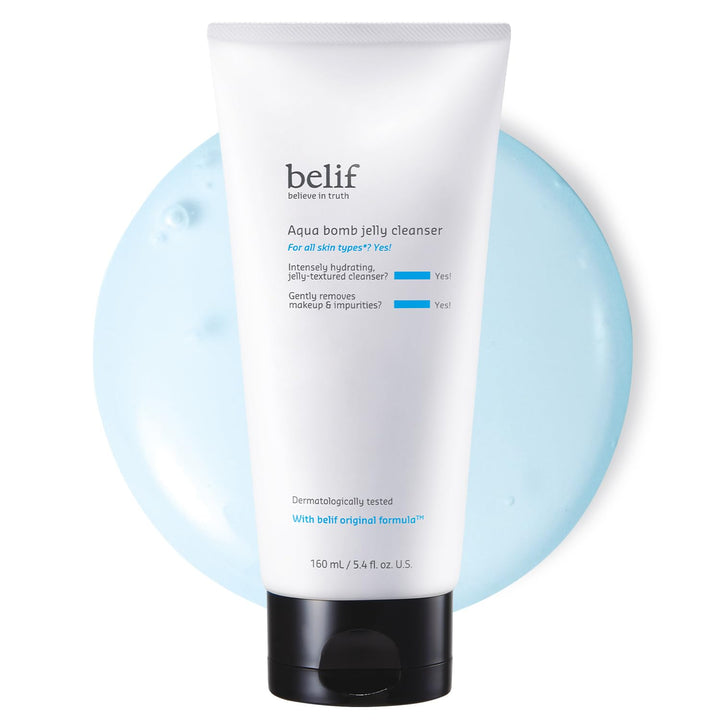 belif front packaging showing bottle and label, clean presentation and benefits