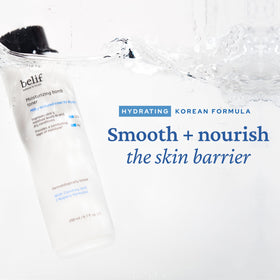 belif label close-up showing core ingredients that support the skin barrier
