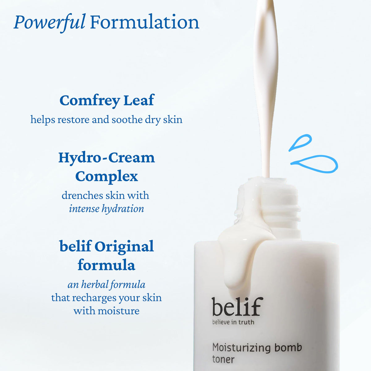 belif pump dispenser detail highlighting easy, controlled product dispense