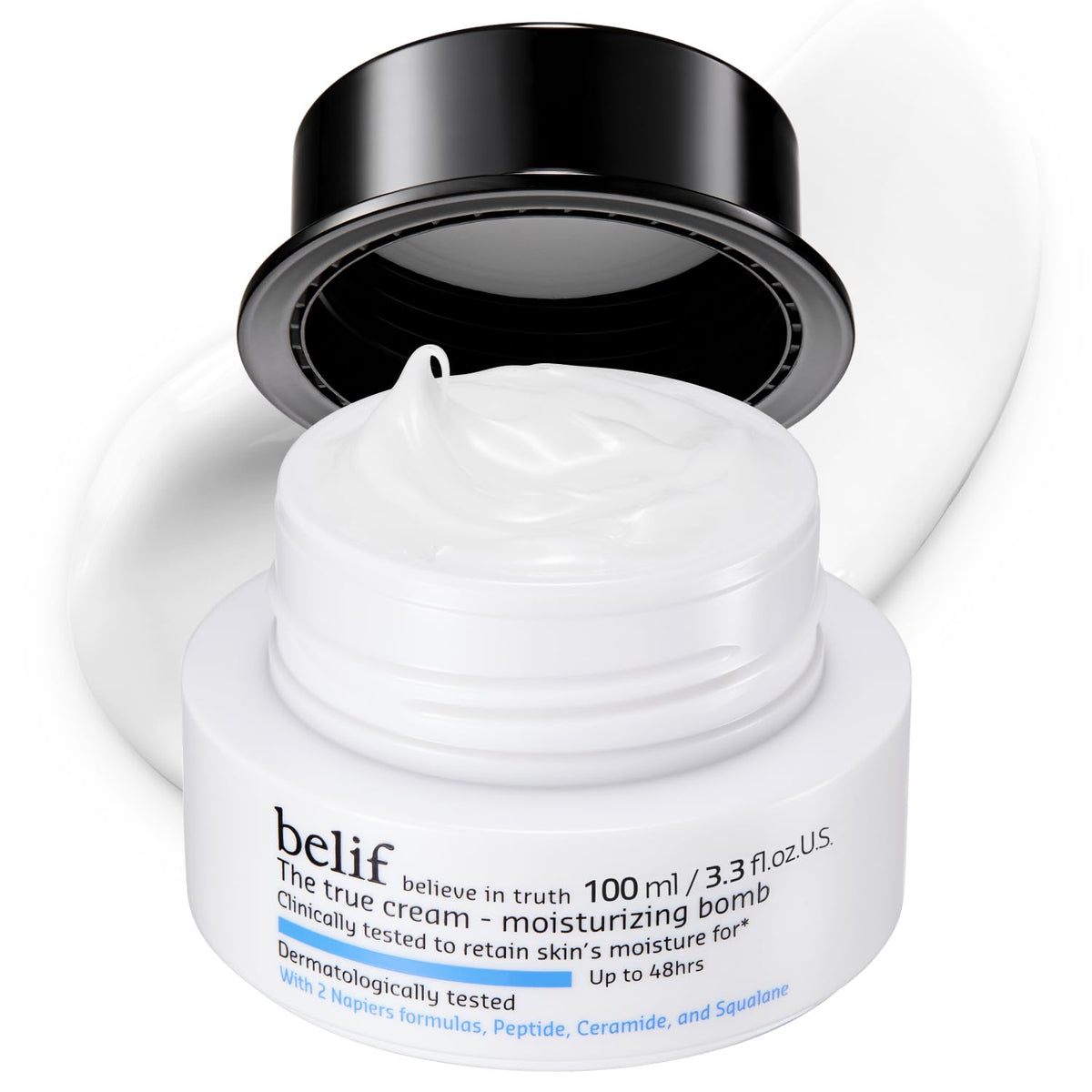 belif Moisturizing Bomb front jar showing sleek packaging and hydration benefit