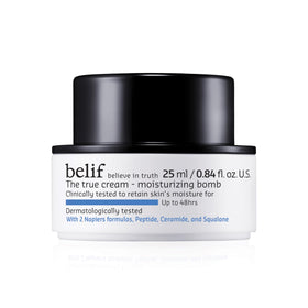 belif front jar view showing product packaging and travel-friendly size benefit