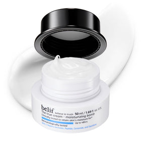 belif front packaging showing jar and brand, highlights hydration benefit