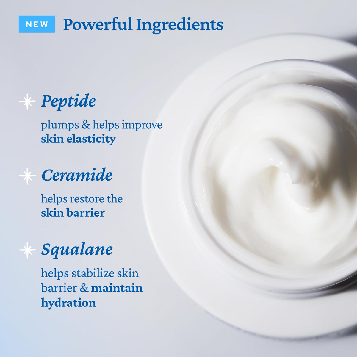 belif ingredient label view, communicates ceramide and peptide benefits