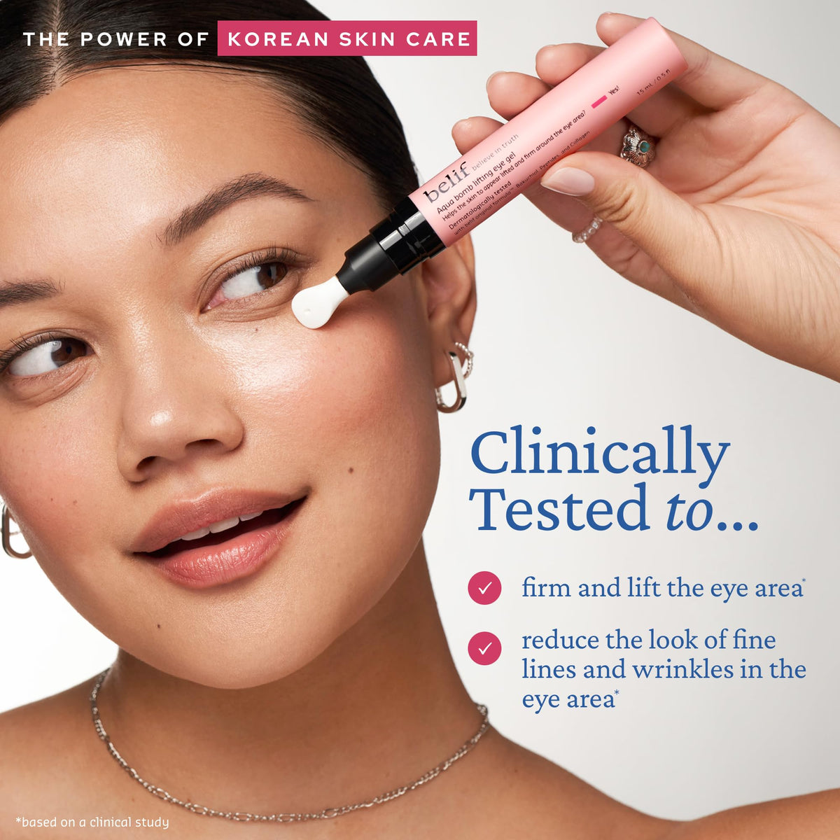 belif serum in hand to show size and scale, travel-friendly and easy to apply