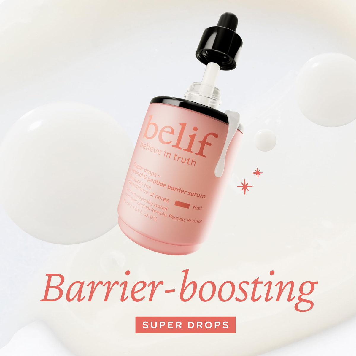 belif pipette dispensing clear serum, precise application for targeted results