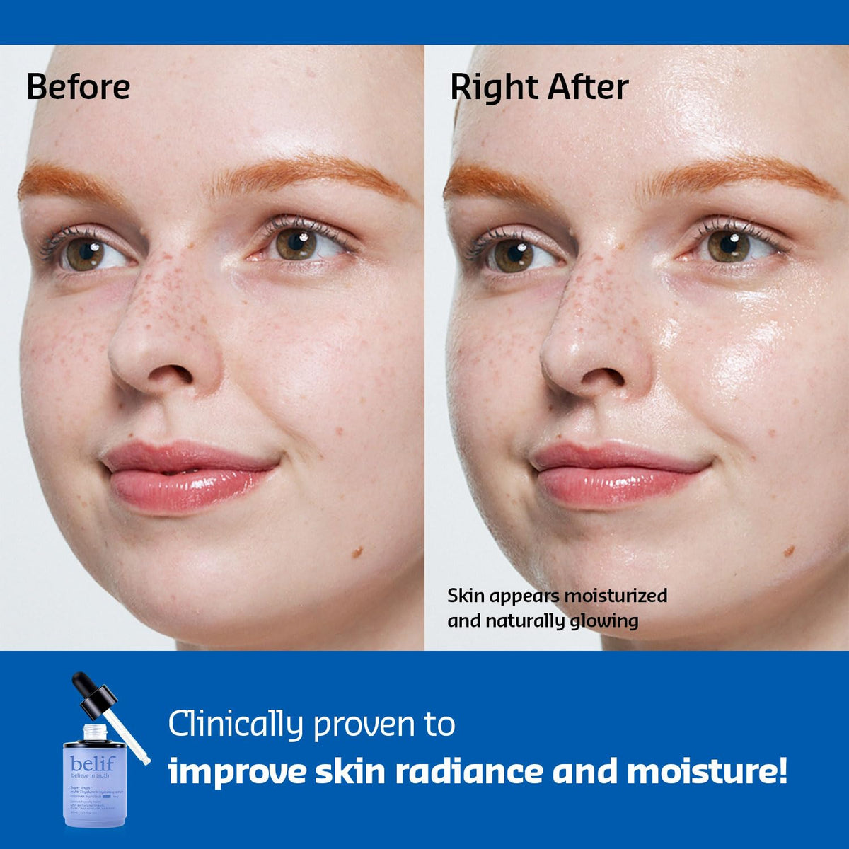 belif pump dispensing a drop of serum for controlled, mess-free application