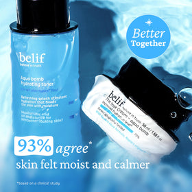 belif toner on cotton pad demonstrating easy application and balanced hydration benefit