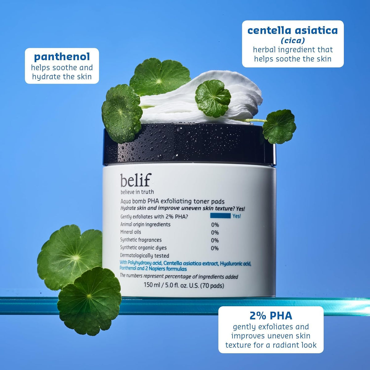 belif pad held in hand to show size and ease of controlled application
