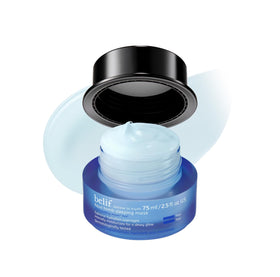 belif jar front view showing product and compact travel-friendly size for hydration