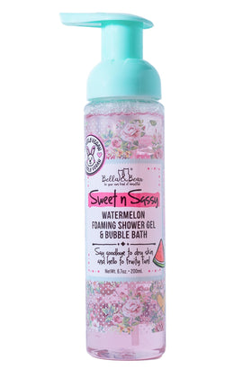 Bella and Bear front packaging showing watermelon bottle and playful label benefits