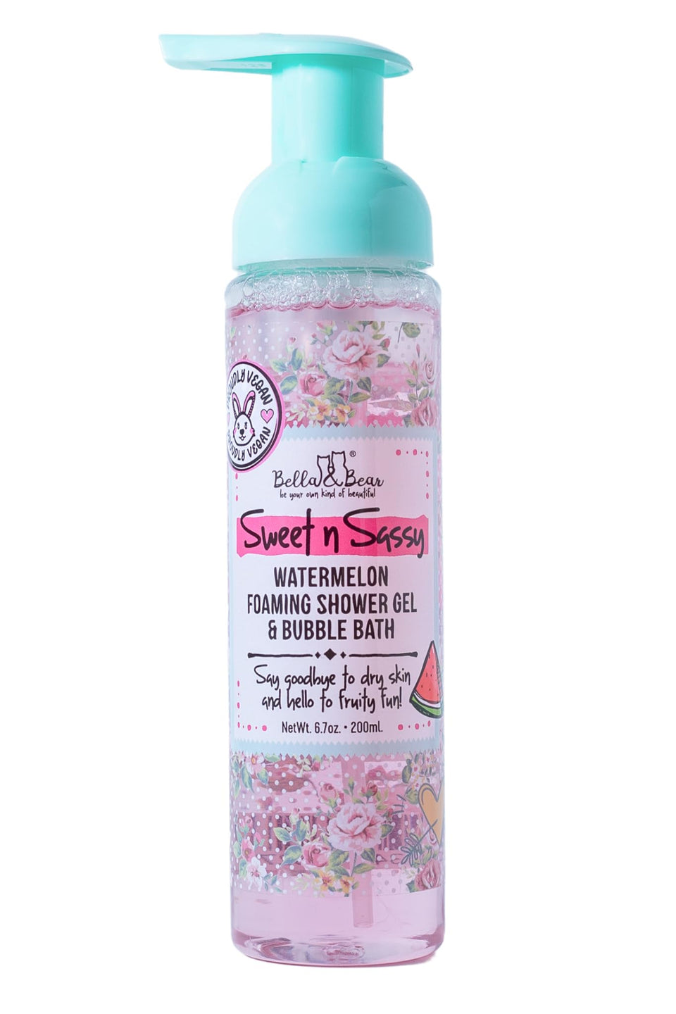 Bella and Bear front packaging showing watermelon bottle and playful label benefits
