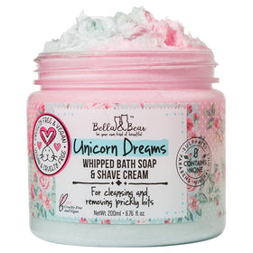 Bella and Bear jar front view showing unicorn label and travel-friendly benefit