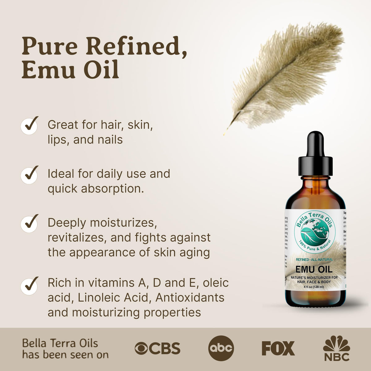 Bella Terra Oils texture on hand demonstrating emu oil absorption benefit