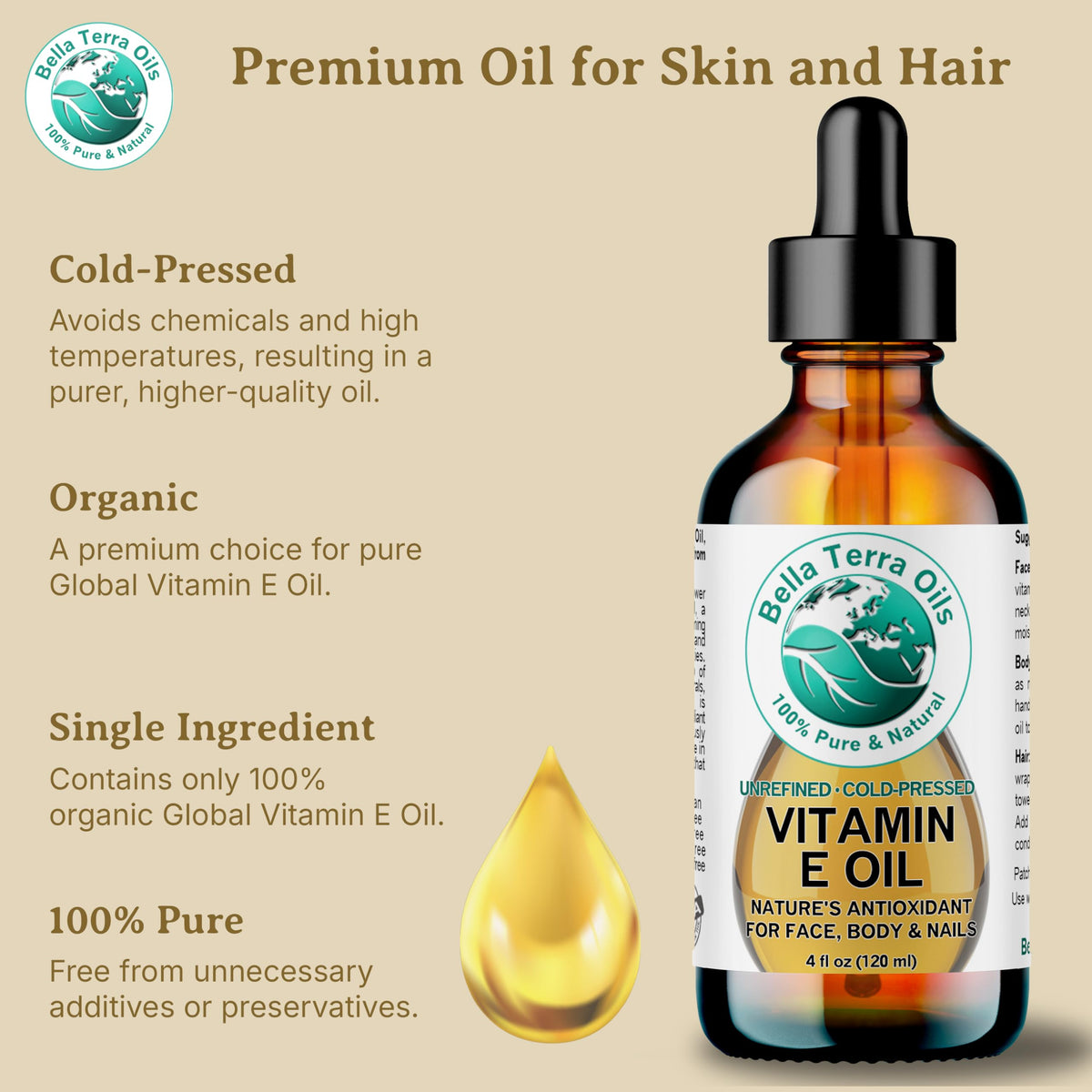 Bella Terra Oils 4oz next to common items showing true size and portability benefit