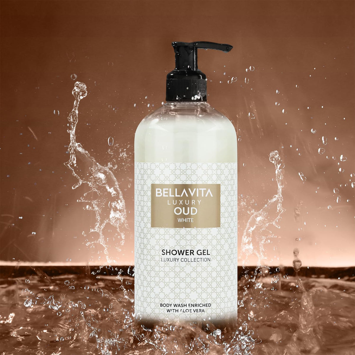 Bella Vita Luxury label close-up highlighting WHITE OUD scent and product details for confident choice