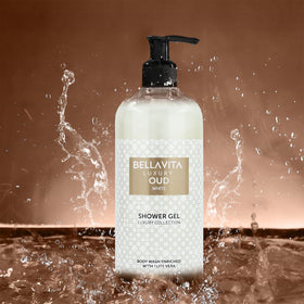 Bella Vita Luxury label close-up highlighting WHITE OUD scent and product details for confident choice
