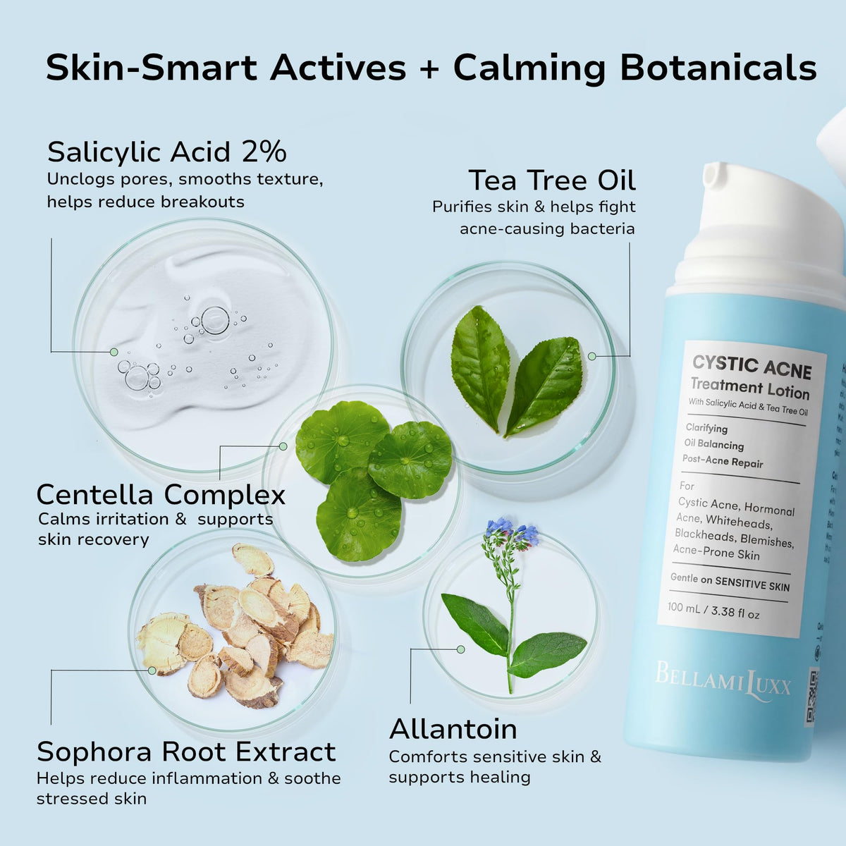 BellamiLuxx cream on skin showing fast absorption and matte finish