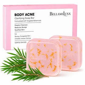 BellamiLuxx front packaging bar showing product benefit for body acne