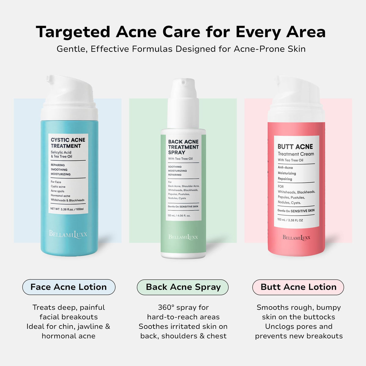 BellamiLuxx product label close-up highlighting 2% salicylic acid and niacinamide