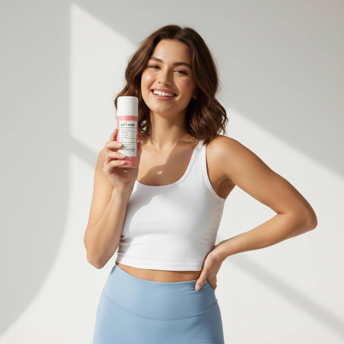 BellamiLuxx in a bathroom post-gym routine scene illustrating practical use after workouts