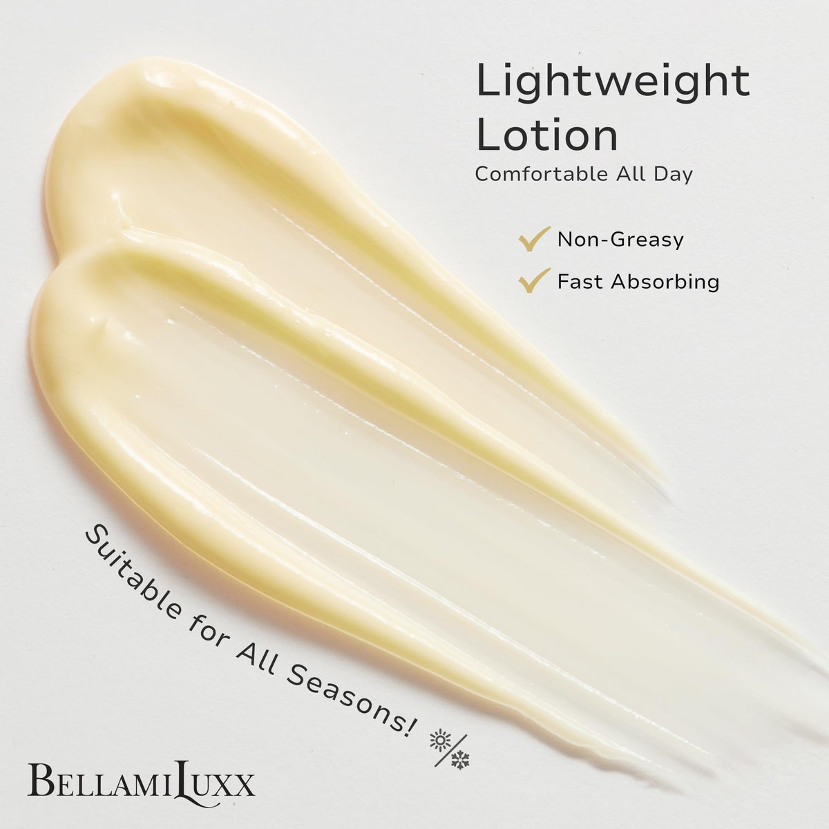BellamiLuxx products on shower shelf in lifestyle setting promoting daily use habit