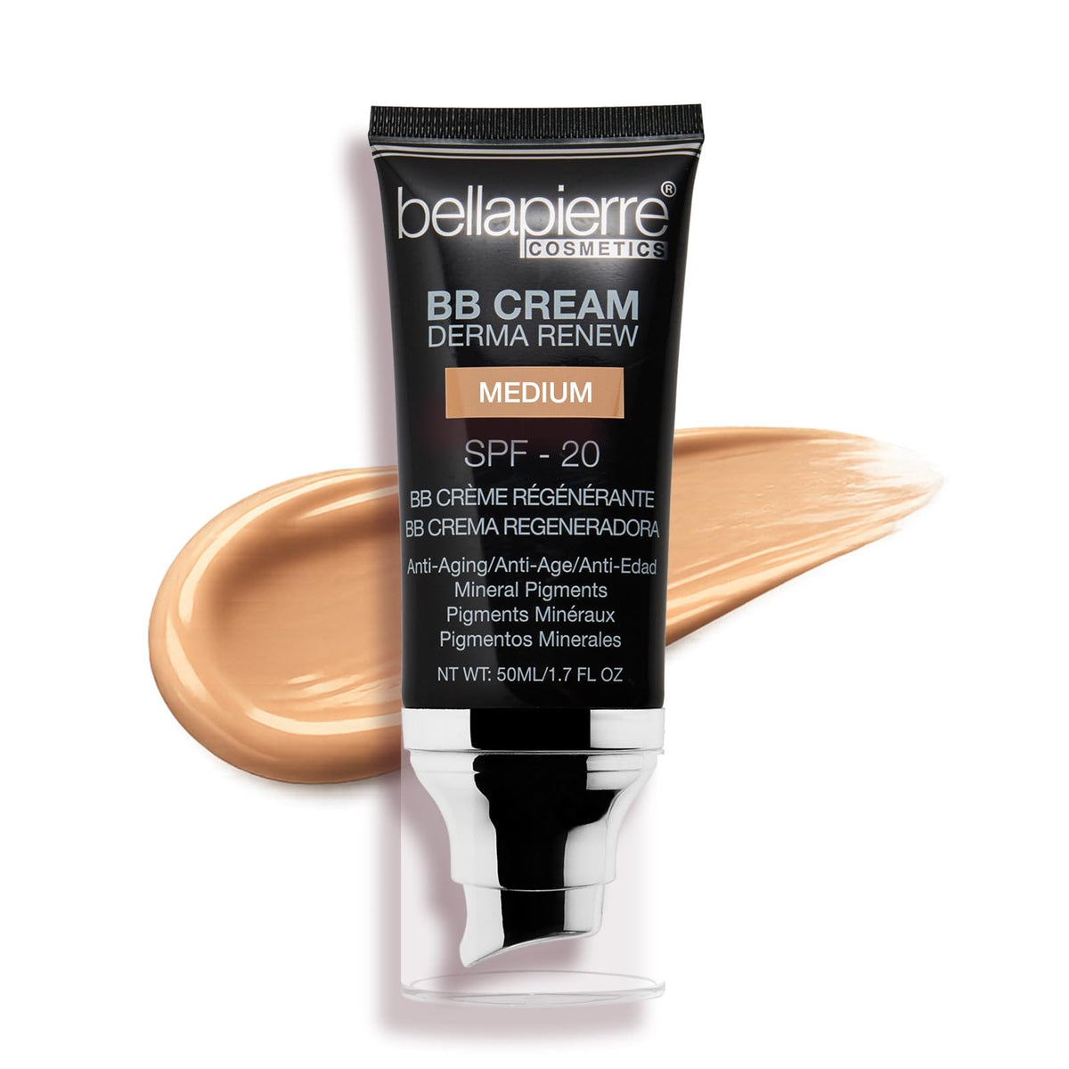 bellapierre BB Cream front pump showing packaging and easy dispensing benefit