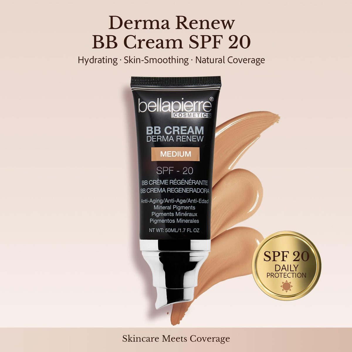 bellapierre BB Cream medium shade swatch demonstrating natural color match