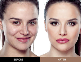 Bellaterra Cosmetics applying Nutmeg with brush for even matte coverage