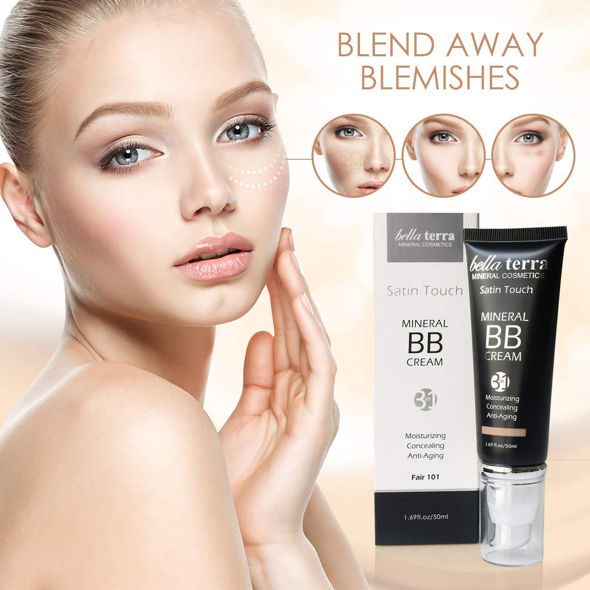 Bellaterra Cosmetics BB Cream before and after showing skin tone improvement