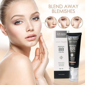 Bellaterra Cosmetics BB Cream before and after showing skin tone improvement
