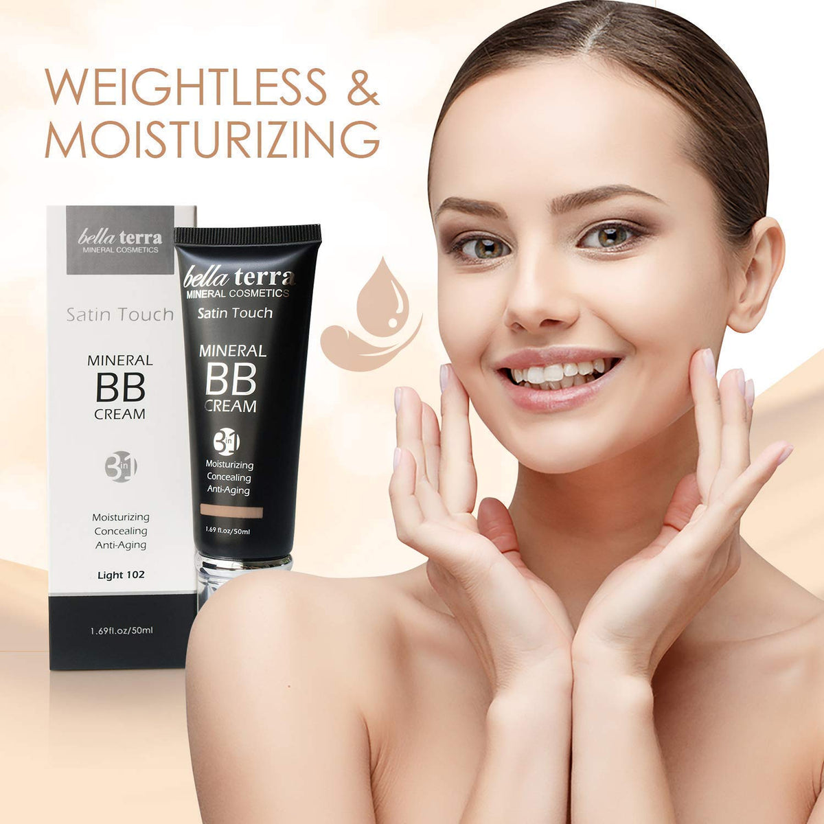 Bellaterra Cosmetics blended half face comparison highlighting natural coverage