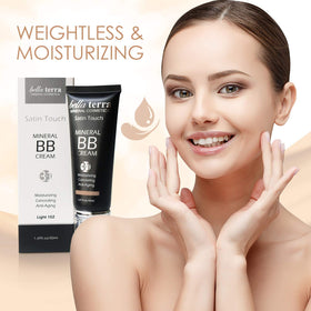 Bellaterra Cosmetics blended half face comparison highlighting natural coverage