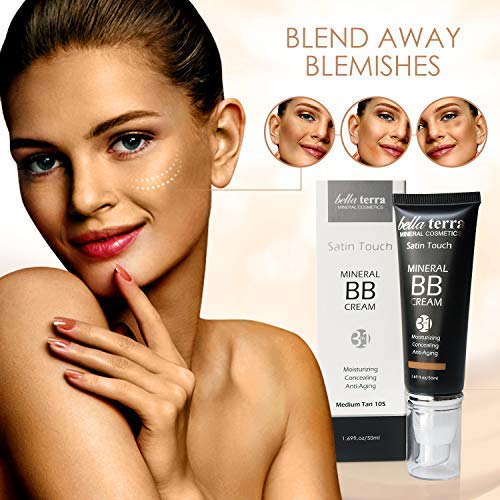 Bellaterra Cosmetics label and ingredient list visible, underscores clean-beauty claims