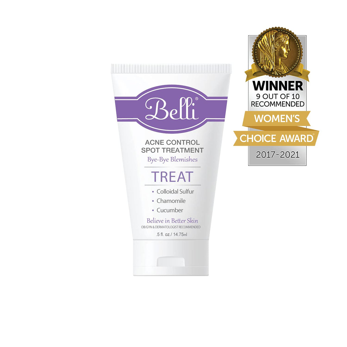 Belli ingredients flatlay with chamomile and tea tree showing natural-supporting actives