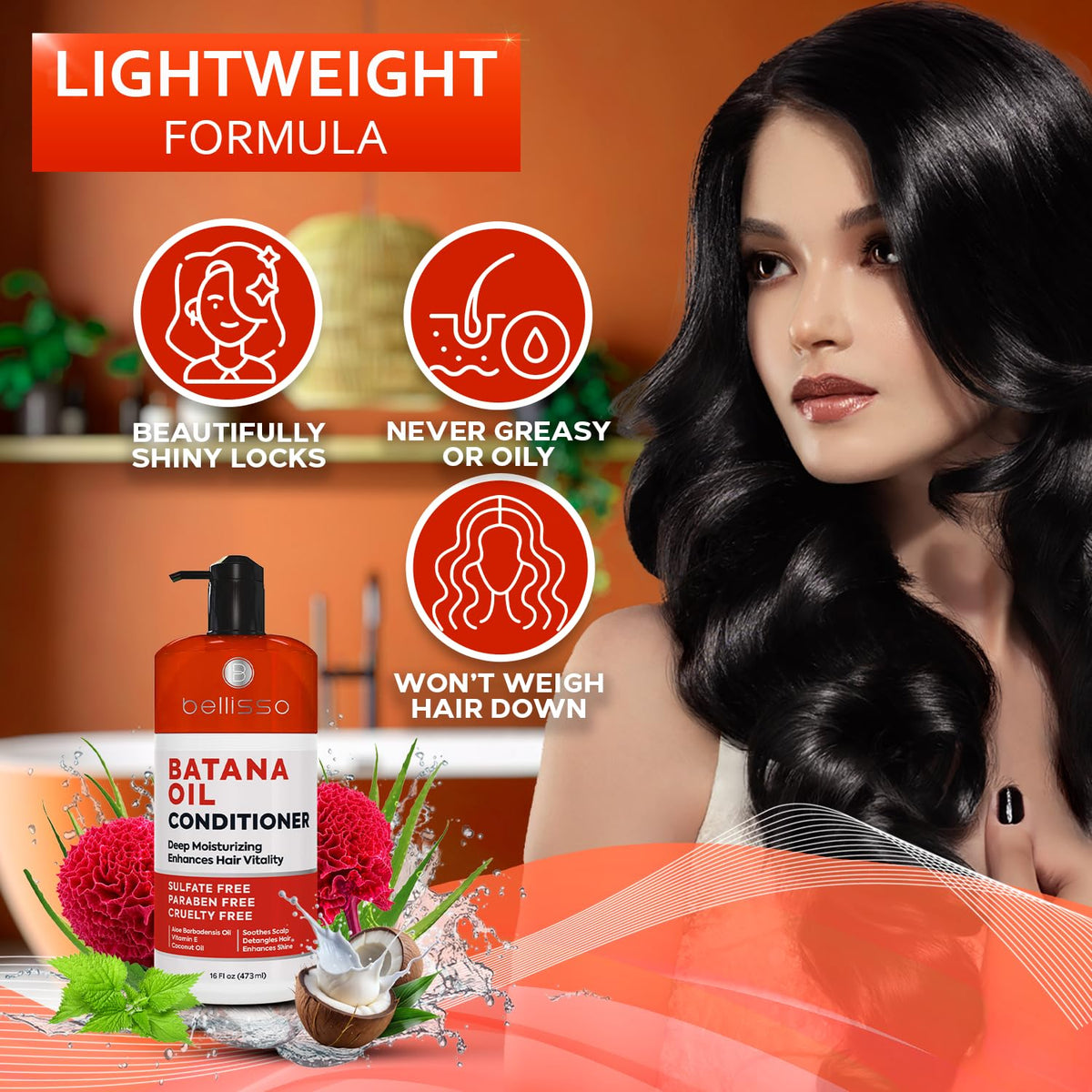 BELLISSO conditioner being applied in shower to show in-use volume boost