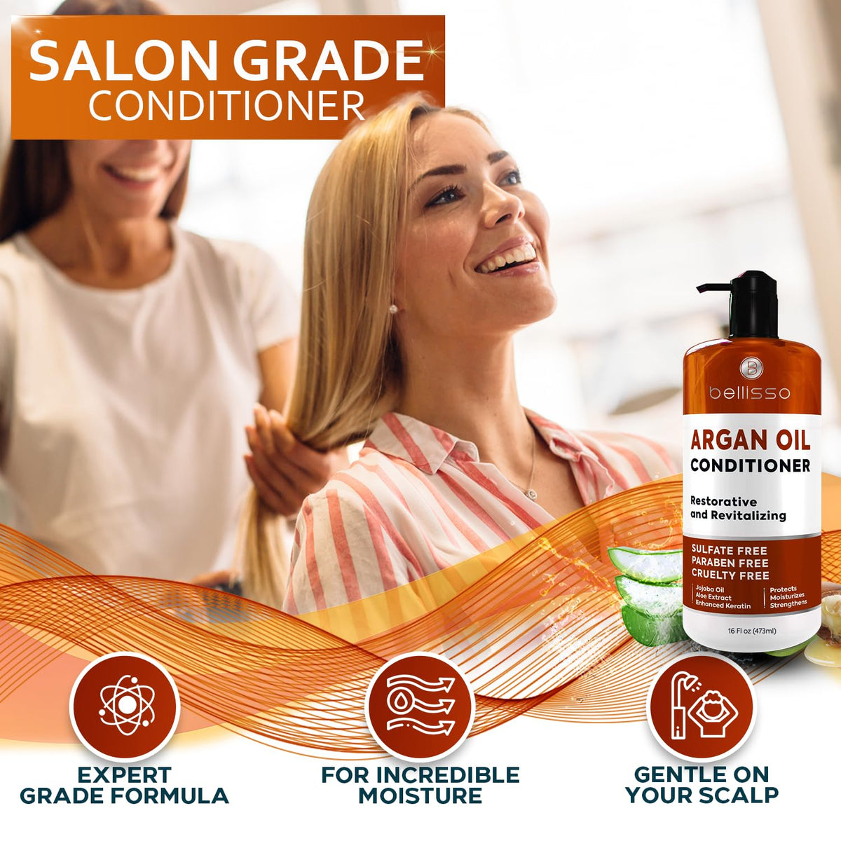 BELLISSO result showing shiny, frizz-reduced hair and softness