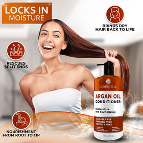BELLISSO applied on wet hair for detangling and smoothing benefit