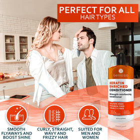 BELLISSO on bathroom shelf lifestyle scene indicating everyday salon-quality benefit
