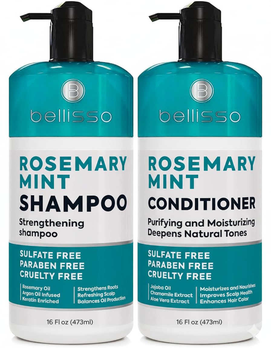 BELLISSO front packaging displaying rosemary and peppermint set for scalp relief
