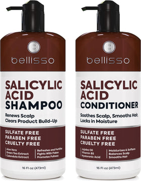 BELLISSO front packaging showing both shampoo and conditioner and clear anti-dandruff benefit