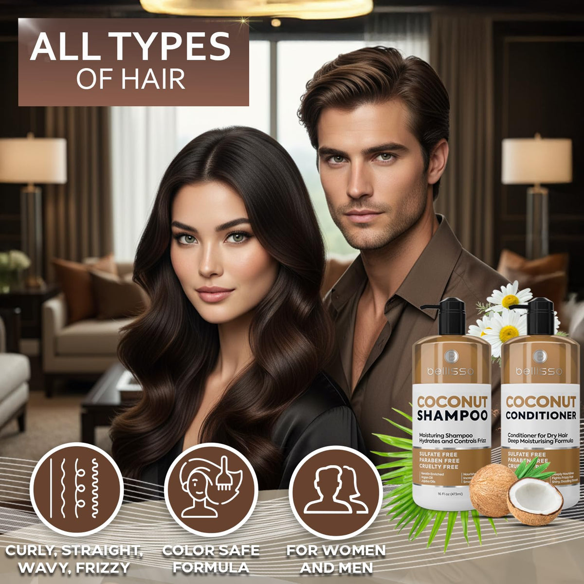 BELLISSO set on bathroom shelf suggesting daily salon-level care