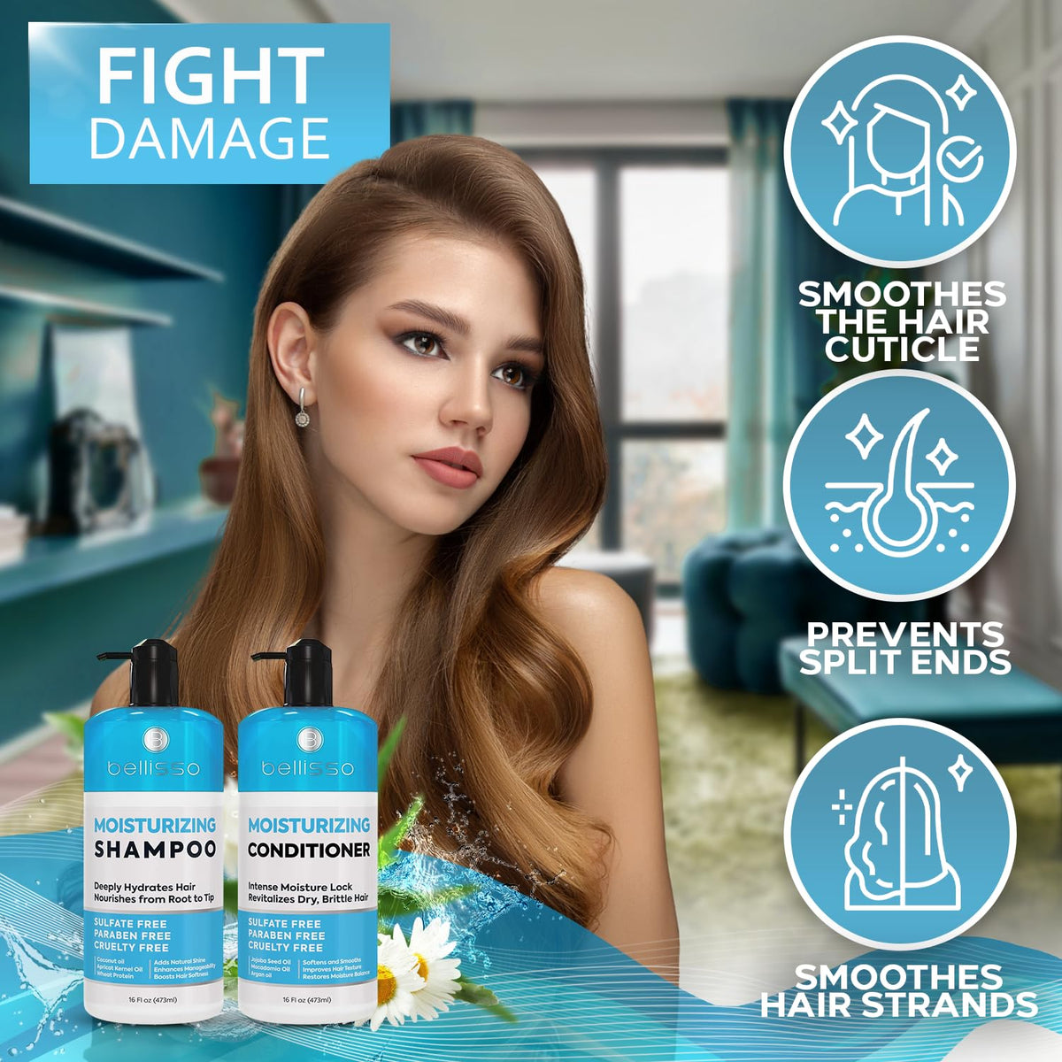 BELLISSO in-shower use showing effortless detangling benefit