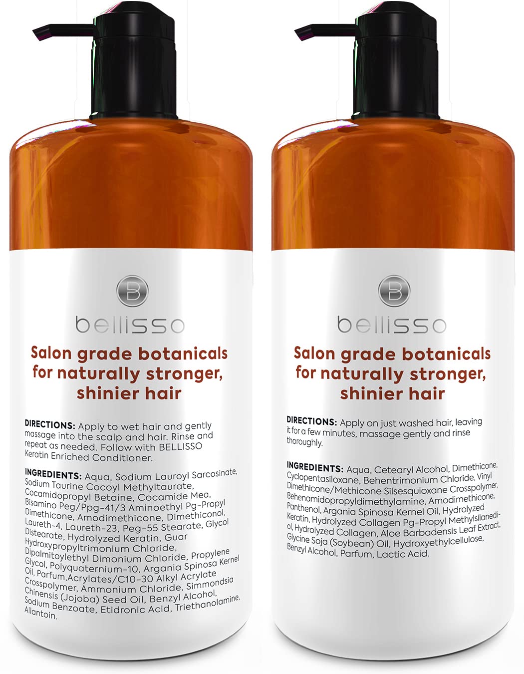 Bellisso ingredients label with argan nuts highlighting natural botanicals